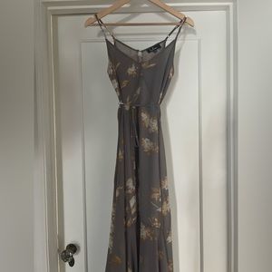 Gray Floral Print maxi dress